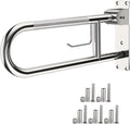 Toilet Grab Bar 22.4 Inch Chrome, Munzong Anti-Slip Handicap Grab Bars with Paper Holder, Flip-Up Bathroom Safety Rails, Stainless Steel Knurled Support handrails for Seniors Elderly Disabled Pregnant