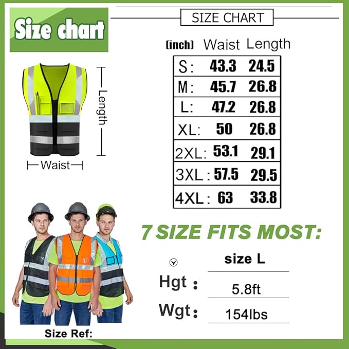 YOWESHOP High Visibility Safety Vest Custom Your Logo Protective Workwear 5 Pockets With Reflective Strips Outdoor Work Vest (L, Navy Blue Luminous)