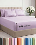Extra Deep Cal King Sheet Set - 6 Piece Breathable & Cooling Sheets - Hotel Luxury Bed Sheets Set - Easy Fit - Soft, Wrinkle Free & Comfy Sheets Set - Light Lavender Sheet Set w/Extra Deep Pockets