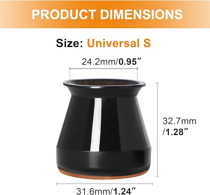 24 Pcs Chair Leg Floor Protectors for Hardwood Floors Silicone Covers to Protect Wood Tile Floors Felt Bottom Furniture Leg Caps Anti-Scratch Reduce Noise (Fit:0.9"-1.29")