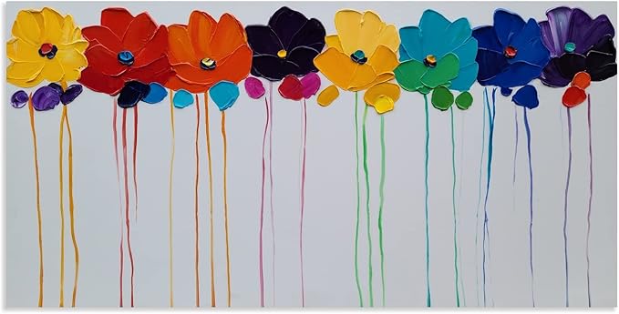 YHSKY ARTS Cololful Flower Painting Vibrant Floral Art for Home Decor