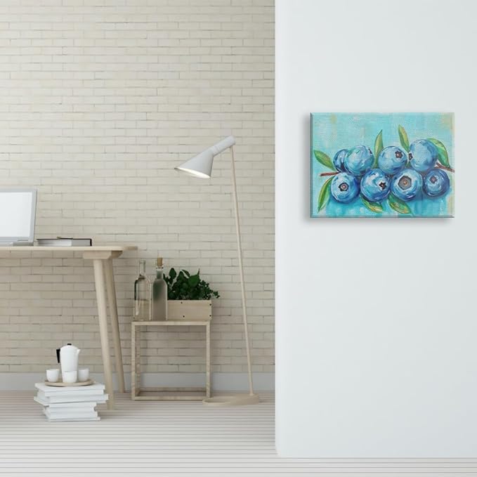 Elivita Fresh Blueberry Design 4 Horizontal Canvas Art Print Home Decor Pictures Poster for Bedroom Living Room Bathroom Office With Framed