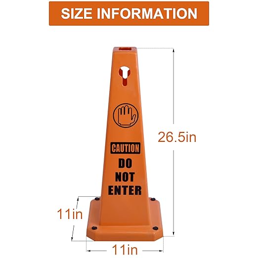 OrangeStar 8-Pack Do Not Enter Traffic Cones, Orange Four Sided No Entry Message Safety Cones with Heavy Rubber Base for Indoor/Outdoor Use