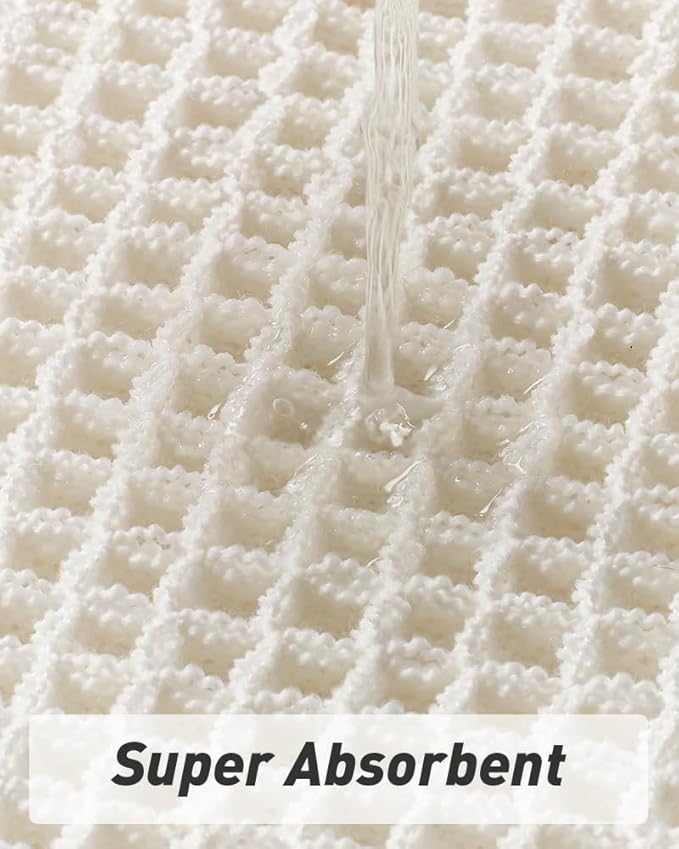 AMOAMI Upgraded Waffle Runner Rug Super Absorbent Non Slip Bath Mats for Bathroom Washable Boho Bathroom Runner Rug with Tassels, Ideal for Hallway Bedroom Laundry Room, White, 2' x 6'
