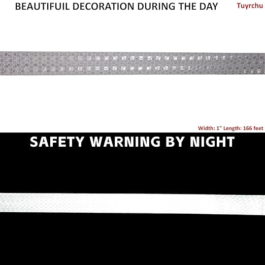 White Reflective Tape Outdoor Waterproof 1 inch, High Visibility Hazard Conspicuity Safety Industrial Marking Tape (166 feet)