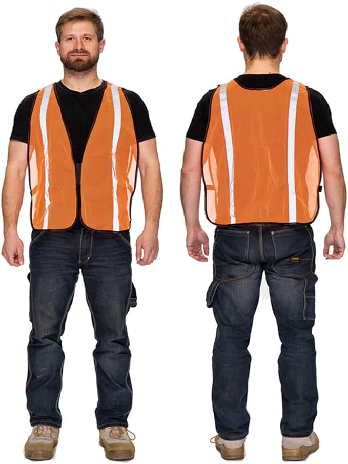 KAYGO High Visibility Safety Vest 1-Inch Reflective Strips Front/Back, KG0008, Breathable Mesh, One Size, Unisex