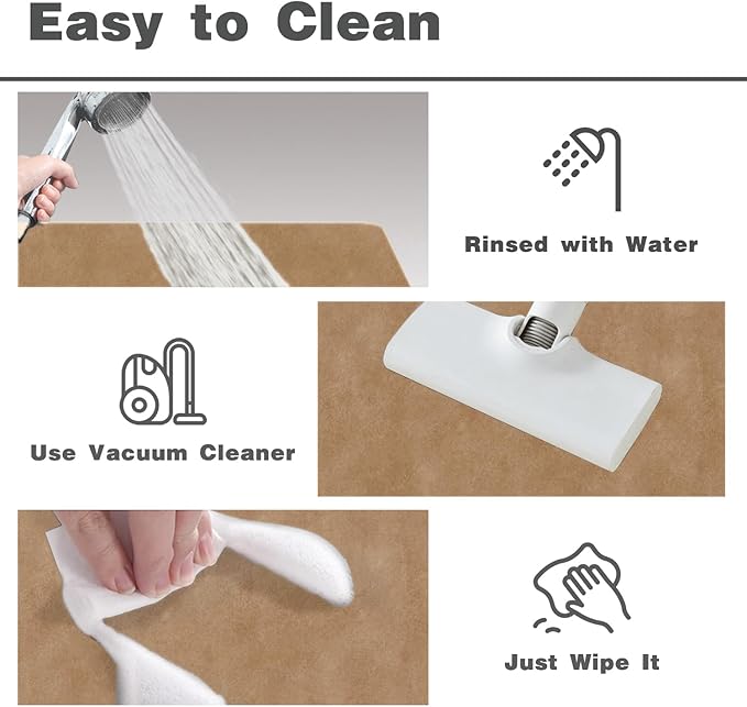 Bathroom Mat Quick Dry, Bathroom Rugs Non Slip Washable Thin Absorbent Bath Mat Fits Under Door Bathroom Floor Mat Perfect for Bath, Shower, or Sink 16"x24" Camel