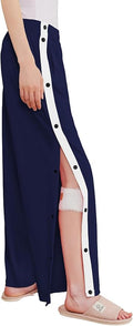 Deyeek Women's Tear Away Pants Side Split Snap Open Bottom Sweatpants Leg Breakaway Post Surgery Pants with Pockets