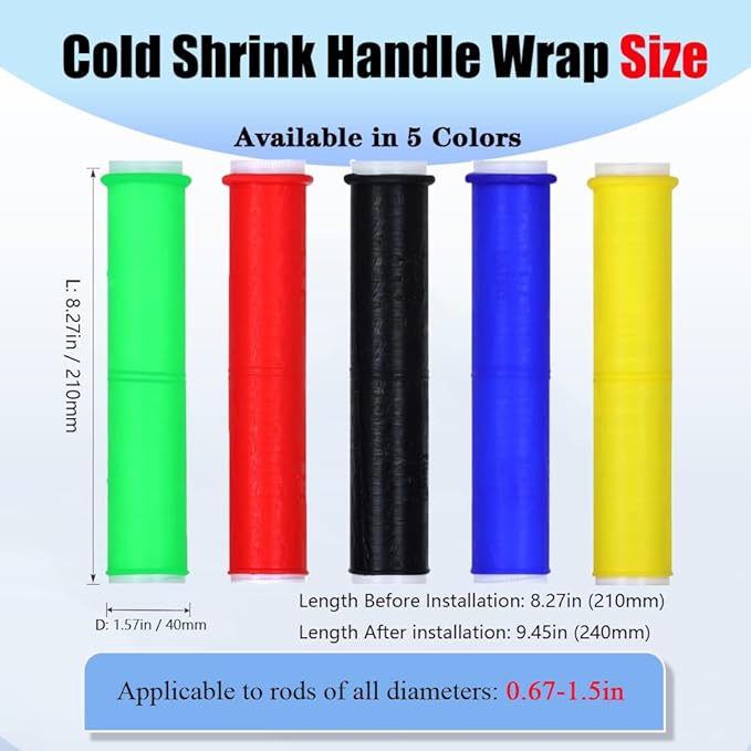 2 Pcs Cold Shrink Handle Wrap with Textured Grip – Silicone Non-Slip Cover for Secure Tool & Sports Handles – Durable, All-Weather Cold-Shrink Sleeve for Comfort & Control