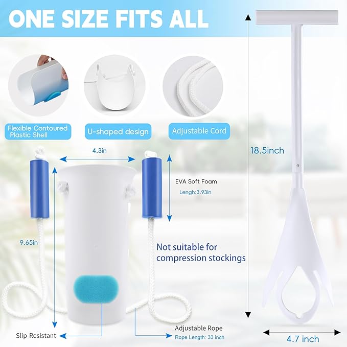 Sock Aid Kit, Sock Puller Aid Easy On and Off, Sock Assistant Device No Bending, Sock Aids for Putting On Socks and Sock Remover, Sock Helper for Seniors, Pregnant, and Limited Mobility