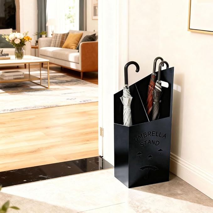 Detachable Base Umbrella Stand - Elegant Raindrop Design, Water Collection Tray, Gold/Black Finish, Durable Home & Office Organizer