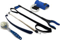 Hip Kit for Total Hip Replacement Prime Kit, Shoe Horn, Foldable 32" Grabber Tool, Dressing Stick & Sock Aide, Leg Lifter, Long Bath Sponge, Grabbers Elderly Reaching Tool, 6PC-Kit, Blue, by Luxet