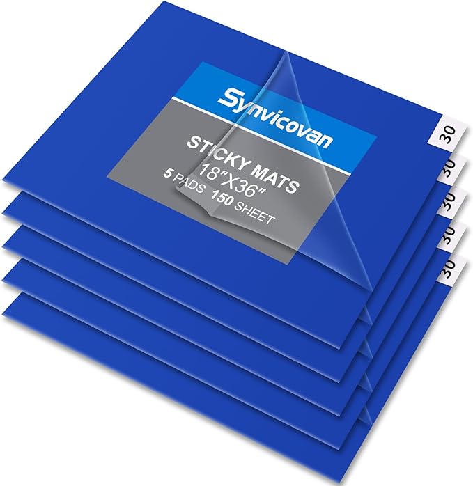 18" x 36" Blue Sticky Mat Tacky Pads Adhesive Floor Mat (5 Packs,150 Sheets,30 Sheets/Pack for Cleanroom Laboratory Hospital Construction Pets Home Indoor Gymnasium and Workshop