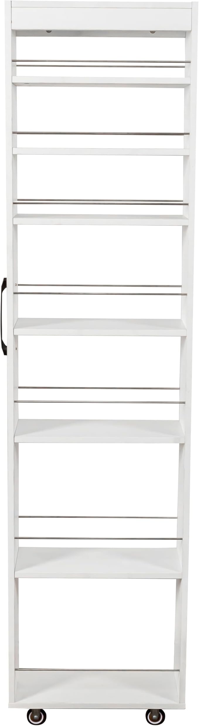 7-Tier Slim Rolling Pantry Storage Cart, Storage Shelving Rack Next to Fridge Mobile Shelving Unit Space-Saving Narrow Pull-Out Utility Cart for Kitchen Bathroom Laundry Narrow Places, White