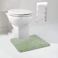 Walensee Bathroom Contour Rug (20x24, Pale Green) Non Slip Bath Mat for Bathroom Water Absorbent Soft Polyester Shaggy Machine Washable Bath Rug U Shape Toilet Rug