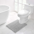 Walensee Bathroom Contour Rug Non Slip Toilet U Shaped Bath Mat (20x24, Light Grey) Water Absorbent Super Soft Shaggy Chenille Machine Washable Dry Extra Thick Perfect Absorbant Best Plush Carpet