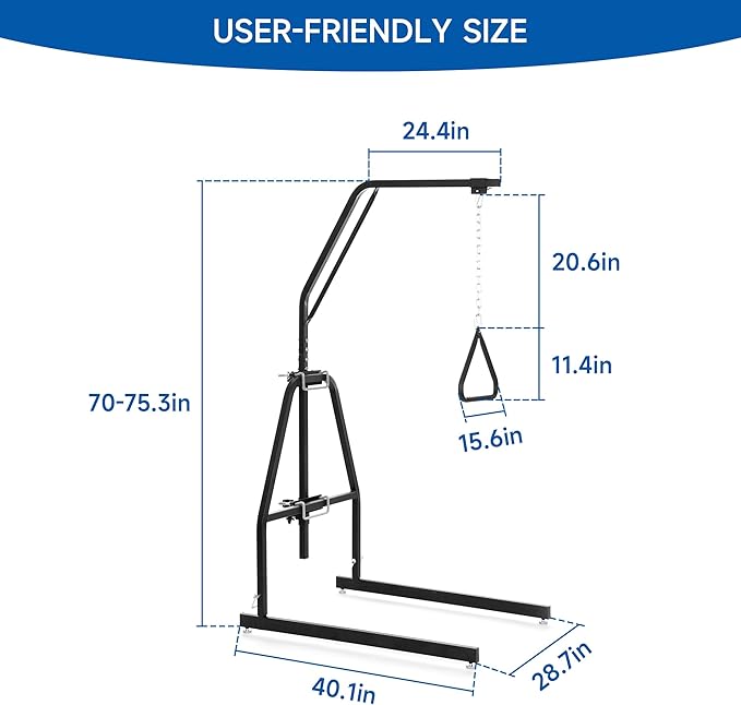 Bed Trapeze, Trapeze Bar for Bed Mobility Patient Aid Hospital Beds Triangle Pull Up Floor Stand Bar Heavy Duty for Elderly Assist Aid, Strong and Work Well