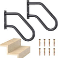 Hand Rails for Indoor Outdoor Steps, Wall Mount Non-Slip U-Shape Stair Railing, Black, 1 Pack (Black, 2 Pack 16")