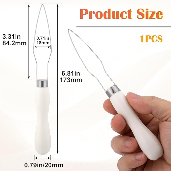 Easy Button Hook, Steel Button Helper Tool for Elderly, Wide Wood Handle Buttons Fastener Device Assist Dressing Aid Tool for Seniors One Hand - 1 Pack, White