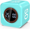 Pomodoro Timer Cube Visual Productivity Flip Timer for Kids Classroom Desk, 5/10/25/50min&Custom Countdown, Silent&Sound Mode Digital Cube for ADHD Study Work School Game Kitchen (Mint Green)