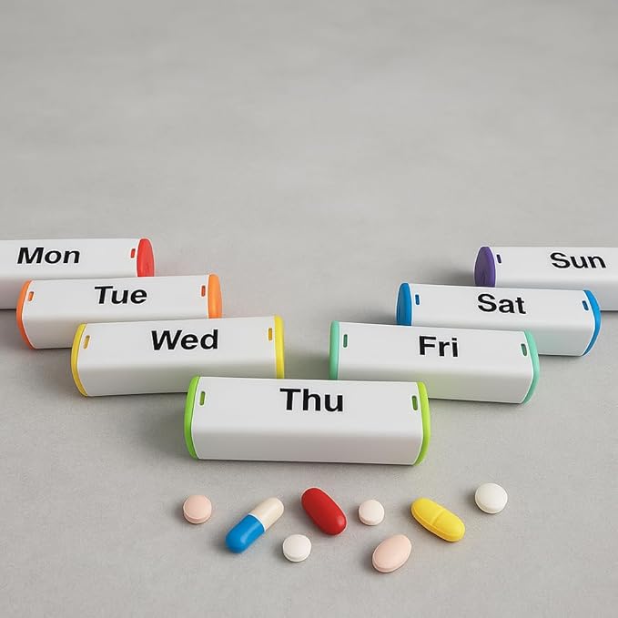 Weekly Pill Organizer 2 Times a Day - 7 Day AM PM Pill Box Large Travel Pill Case, Daily Pill Container Dispenser for Vitamins, Supplements, Fish Oils, Medication Storage Pill Holder, White