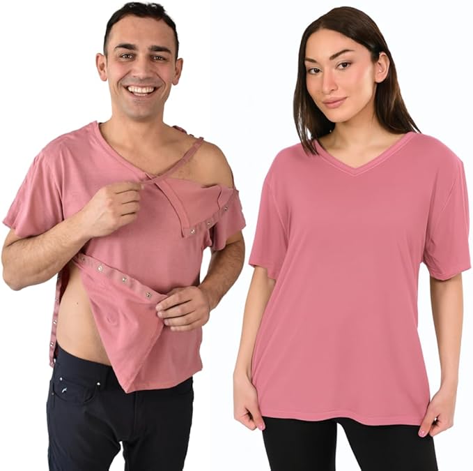 Inspired Comforts Unisex Post Surgery & Rehab V Neck Dual Access Snap Shirt