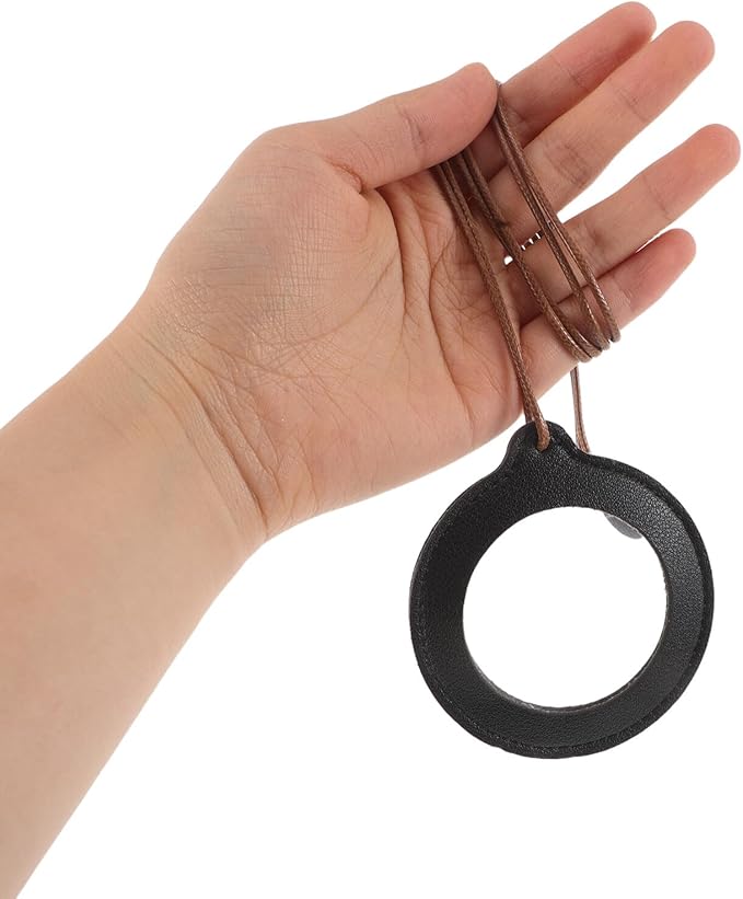 Vintage 5X Magnifier Pendant Necklace with Black Protective Case, Portable Neck Hanging Reading Aid for Elderly, Handheld Book Magnifier for Low Vision and Daily Use