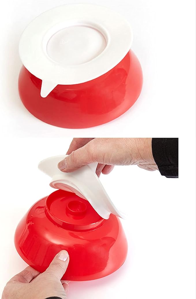 pekokavo Spill Proof 5.8" Scoop Bowl with Non-Skid Suction Base, Adaptive Self-Feeding Dinnerware for Elderly Disabled, Pack of 2 (Red Bowls)