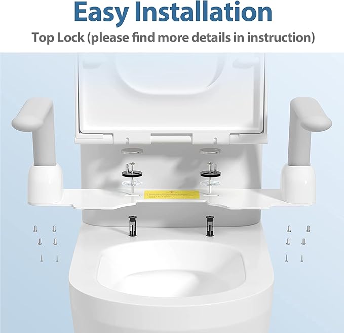 Toilet Safety Rails for Seniors, 480LBS Aluminum Armrest Hand Rail with Foldable Handles, Heavy Duty Toilet Seat Rails for Elderly, Handicap, Pregnant