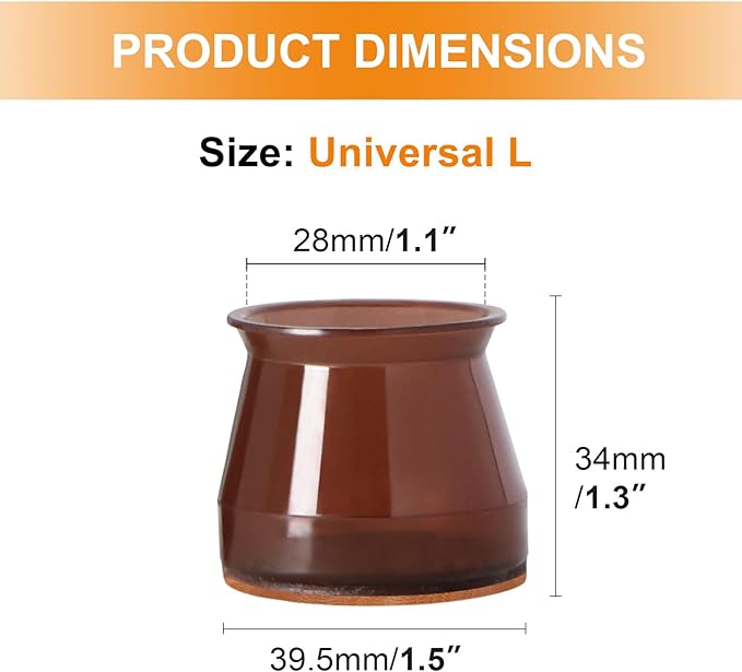 24 Pcs Chair Leg Floor Protectors for Hardwood Floors Silicone Covers to Protect Wood Tile Floors Felt Bottom Furniture Leg Caps Anti-Scratch Reduce Noise (Fit:1.3"-2")