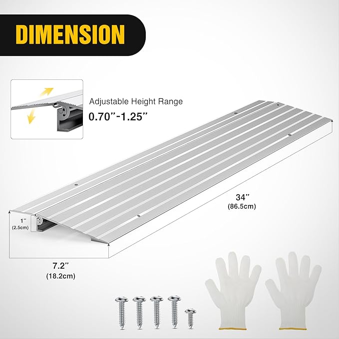 Nilight Door Threshold Ramp, 4" Rise Portable Aluminum Wheelchair Door Entry Ramps for Sheds Doorways Home Steps