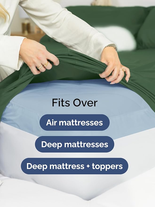 Extra Deep Twin XL Sheet Set - 4 Piece Breathable & Cooling Sheets - Hotel Luxury Bed Sheets Set - Easy Fit - Soft, Wrinkle Free & Comfy Sheets Set - Emerald Green Sheet Set with Extra Deep Pockets