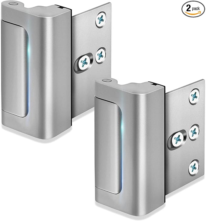 Door Reinforcement Lock - Home Security Child Proof Door Lock withstands 800 lbs, for Inward Swinging Doors, Door Locks for Kids Safety, Prevents Unauthorized Entry, Home Defense, 2-Pack