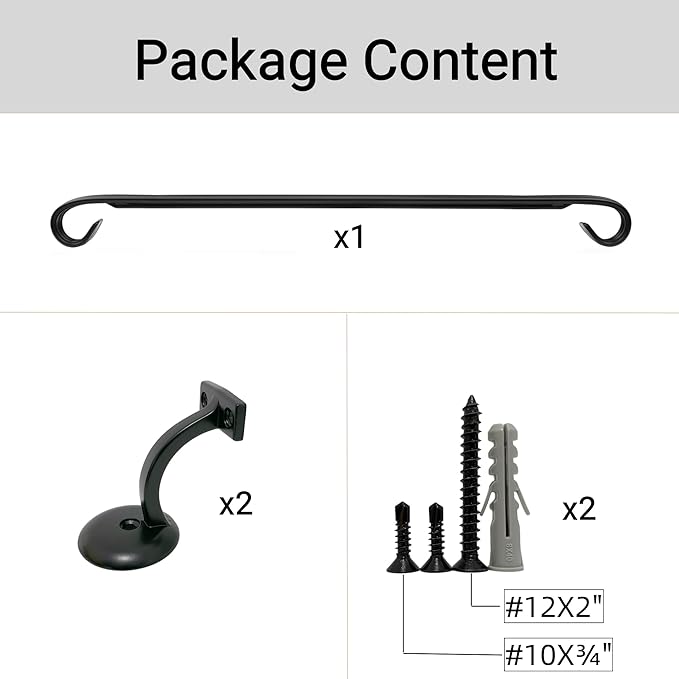 5 Ft Wrought Iron handrail Stair Railing Grab Bar Kit Matte Black Rail Staircase Handrails