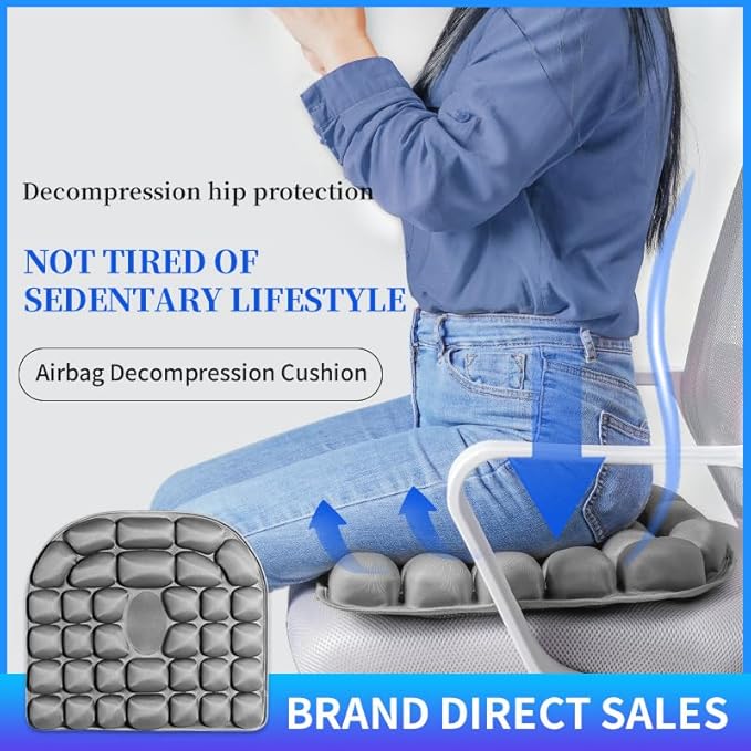 Travel Cushion,3DAir Inflatable Pressure Relief Cushion,Airplane seat Cushion for Long Flights,Press Type air Inflatable Wheelchair seat Cushion for Car,Office,Stadium,Ergonomic Comfort Support