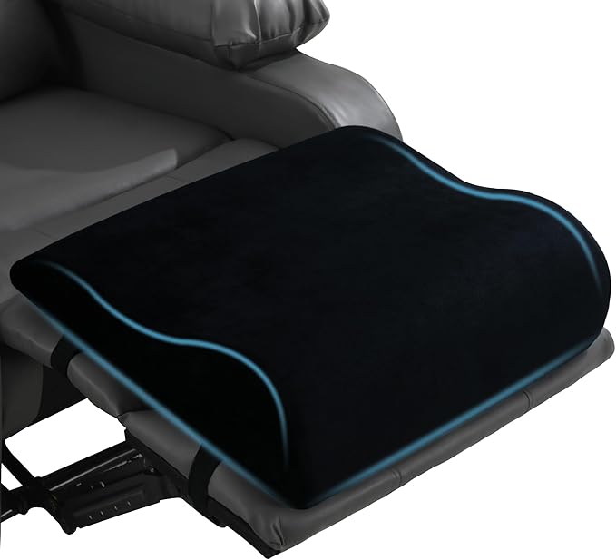 HOMBYS Extra Large Recliner Leg Pillow, Foam Foot Rest Cushion Wave Shape Recliner Footrest Extender, Multi Purpose Back & Lumbar Support Pillow for Bed, Sofa Couch, (Black)