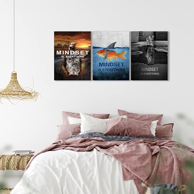 Inspirational Posters Motivational Wall Art Canvas Painting Sunrise Blue Sea Ocean Natural Landscape Wall Decor Sunset Ocean Beach Wall Art Poster Seascape Prints Artwork Wooden Framed