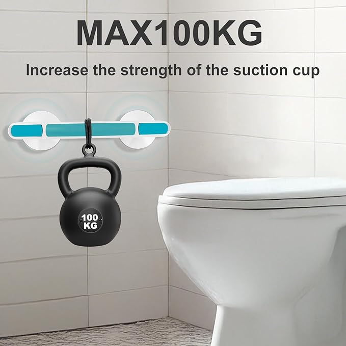 Showers Bathtubs Grab Bars, Suction Cup Handle with Pressure Indicator, Anti Slip Grip, Heavy Duty Safety Rail, Tool-Free Easy Install on Tile Glass Metal Wall Surface (Blue)