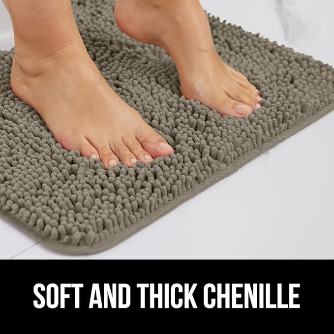 GORILLA GRIP Bathroom Rug Sets, Soft Chenille 2 Piece Area Rugs Set, Toilet Base Mat and 30x20 Carpet, Absorbent Microfiber Washable Mats Dry Quickly, Home Décor and Bath Room Accessories, Latte