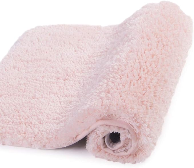 Walensee Large Shaggy Bath Mat (24 x 48, Blush) Non-Slip, Machine Washable, Extra Soft & Absorbent Microfiber Luxury Floor Mat