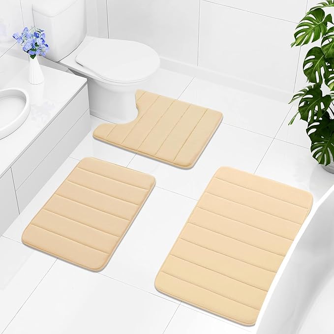 Buganda Memory Foam Bath Mat, 44" x 24", Ultra Soft and Non-Slip Bathroom Rugs, Water Absorbent and Machine Washable Bath Rug Runner for Bathroom, Shower, and Tub, Gold
