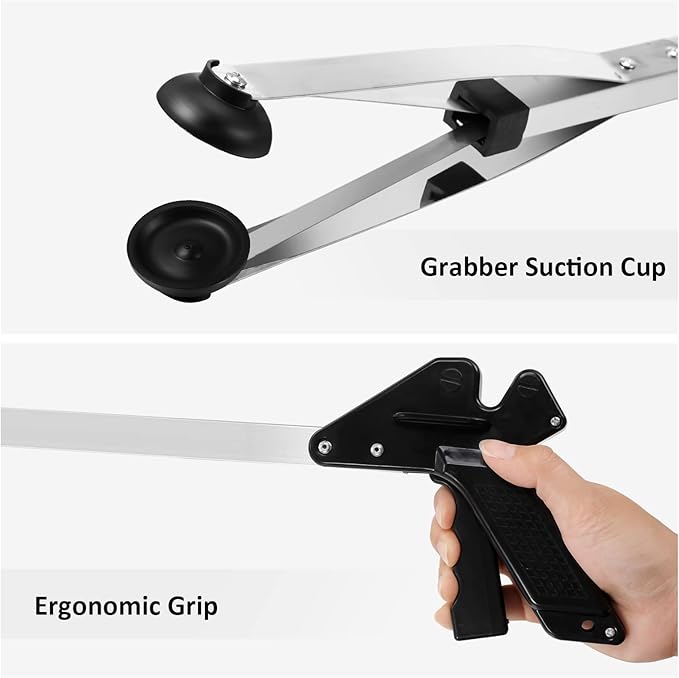 Sabary 10 Pack Suction Cup Reacher Grabber Heavy Trash Picker Grabber Tool, Long Handy Aids Nonslip Claw Reach Tool for Elderly Pick up Stick Arm Extension Litter Picker (Black,35 Inch)