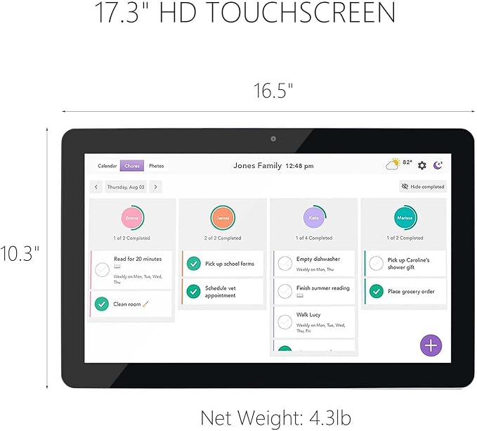 15.6 to 27 inch Touchscreen Digital Calendar & Wall Planners, Smart Whiteboard Calendar for Chore Chart & Work Schedule, Built in Speakers and Camera, Include Wall Mount & Desk Stand (17.3-inch)