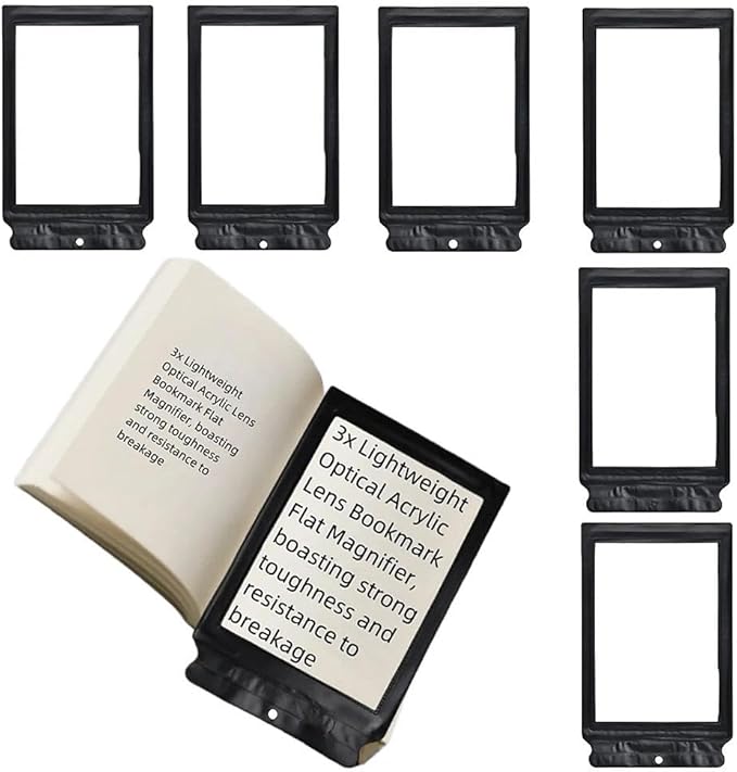 6PCS Rectangular A4 Page Magnifying Sheet 3X Lightweight Acrylic Fresnel Lens Bookmark Flat Magnifier with Anti-Glare - Relieve Eye Strain, Ideal for Reading Small Prints, Low Vision, Seniors, Maps &