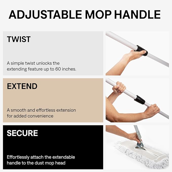 24 Inch Purple Commercial Dust Mop & Floor Sweeper with Extendable Handle – Mop for Hardwood, Tile, and Concrete Floor Cleaning