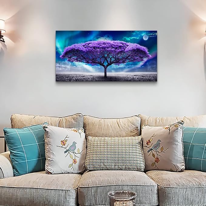 Lapremoly Purple Wall Canvas art For Living Room Bedroom Pictures Wall Decor Abstract Tree Large Art Wall Decor Nature Artwork Canvas Prints Colorful Office Paintings Decor Modern Room Decorations