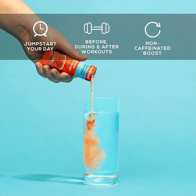 Hydrant - Hydration Powder, Blood Orange Flavor, 30 Individual Instant Electrolyte Rehydration Packets - Low Sugar Drink Mix for Daily Use, Travel & Workouts