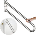 28 Inch Stainless Steel Handrail for 1-5 Steps- 1.25" Tube, ZUEXT Chrome Finished U Shape Safety Grab Bar for Stairs, Wall Mount Handicap Hand Railing for Outdoor Garage Interior Exterior Stairway
