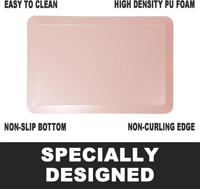 1" Extra Thick Anti Fatigue Floor Mat 30" L x 20" W,Kitchen Mat, Standing Desk Mat,140D Advanced PU Foam Ergonomic Comfort at Home, Office, Garage, Sink (Light Pink)