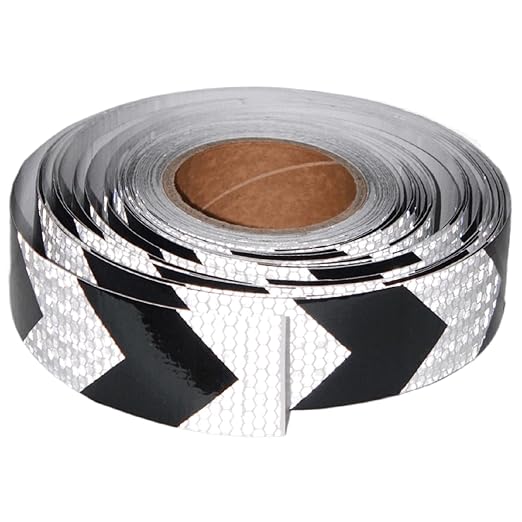 Black White Reflective Tape 2 inch X 166 feet, Outdoor Waterproof Hazard Conspicuity Warning Industrial Marking Tape